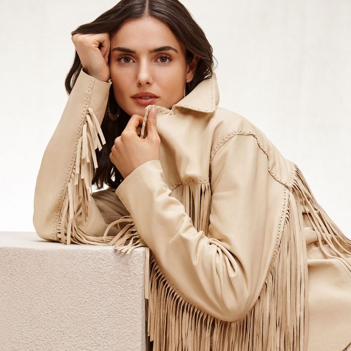 kurtka skórzana z frędzlami